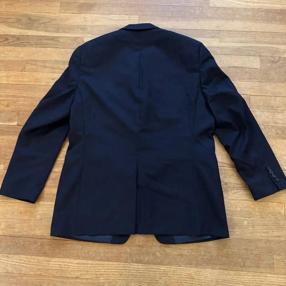 Ralph Lauren Lauren 100% wool navy two button blazer jacket size 43L b40